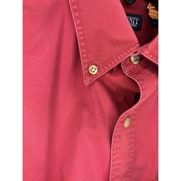 VINTAGE Lands End Shirt Mens Large 16-16.5 Faded Barn Red Long Sleeve Button - Picture 5 of 10